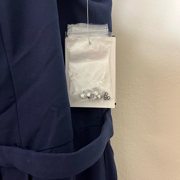 NWT David’s Bridal Keyhole Halter Jewel Neckline Maxi Dress Marine Navy - Picture 4 of 7